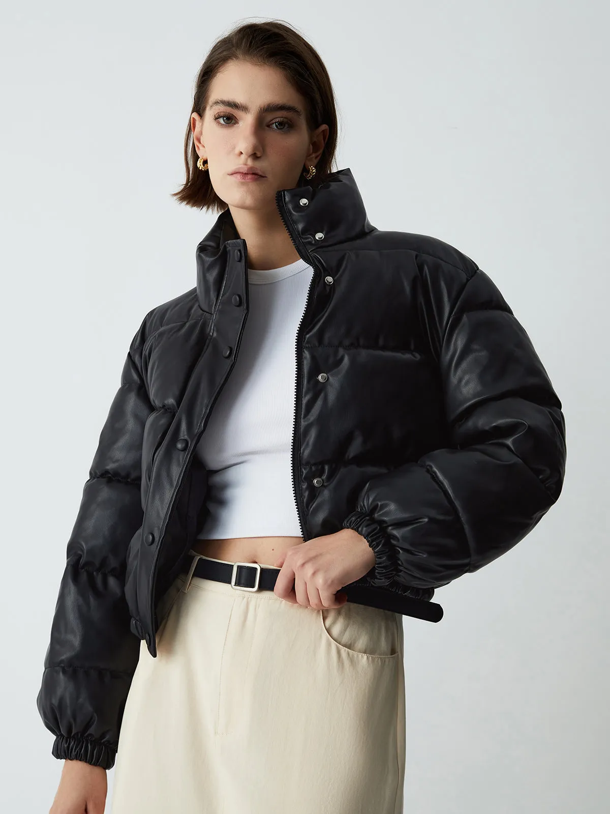 Stand Collar Quilted Puffer Coat sold by COMMENSE