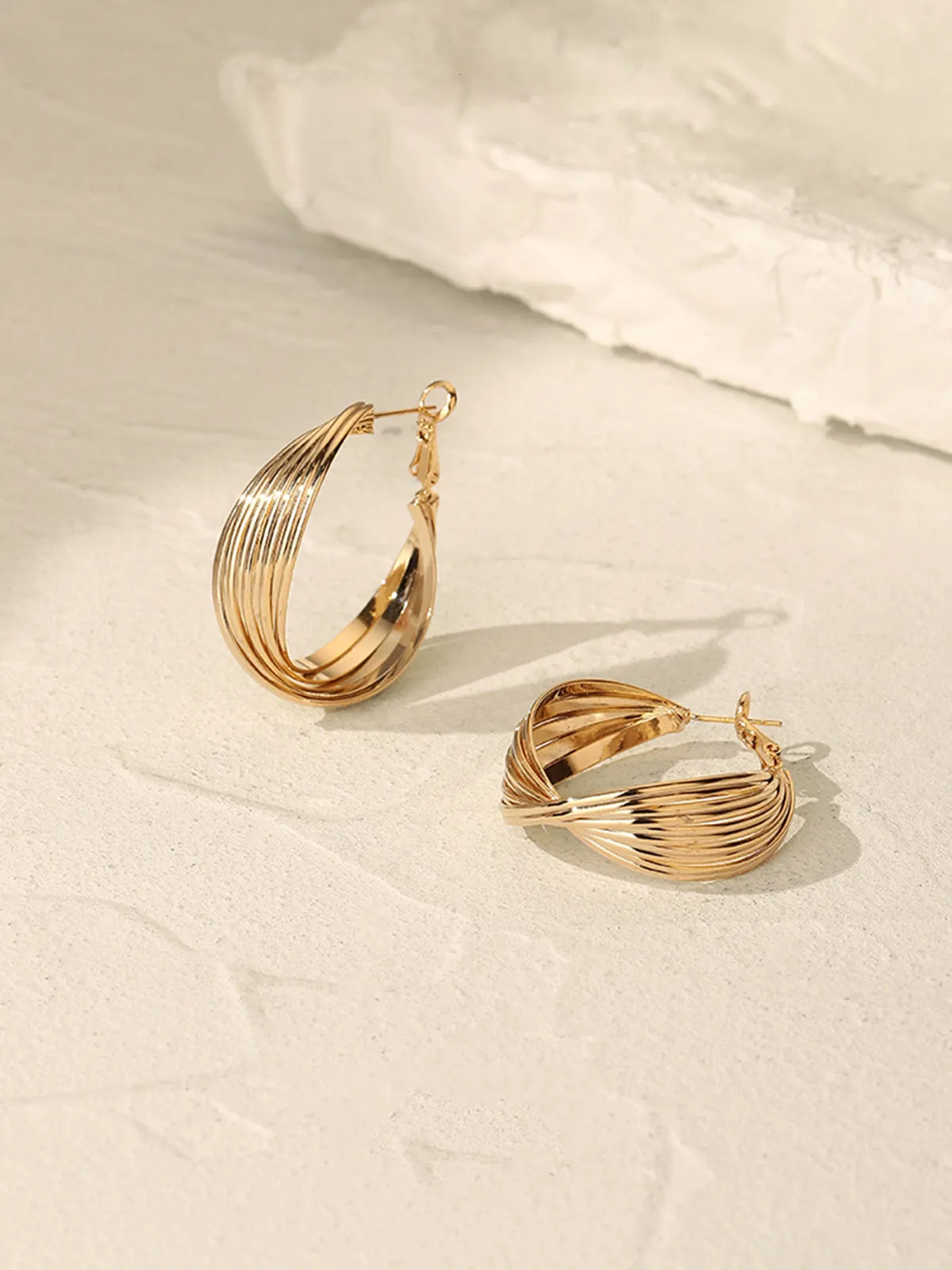 Geometric Metallic Earrings sold by COMMENSE