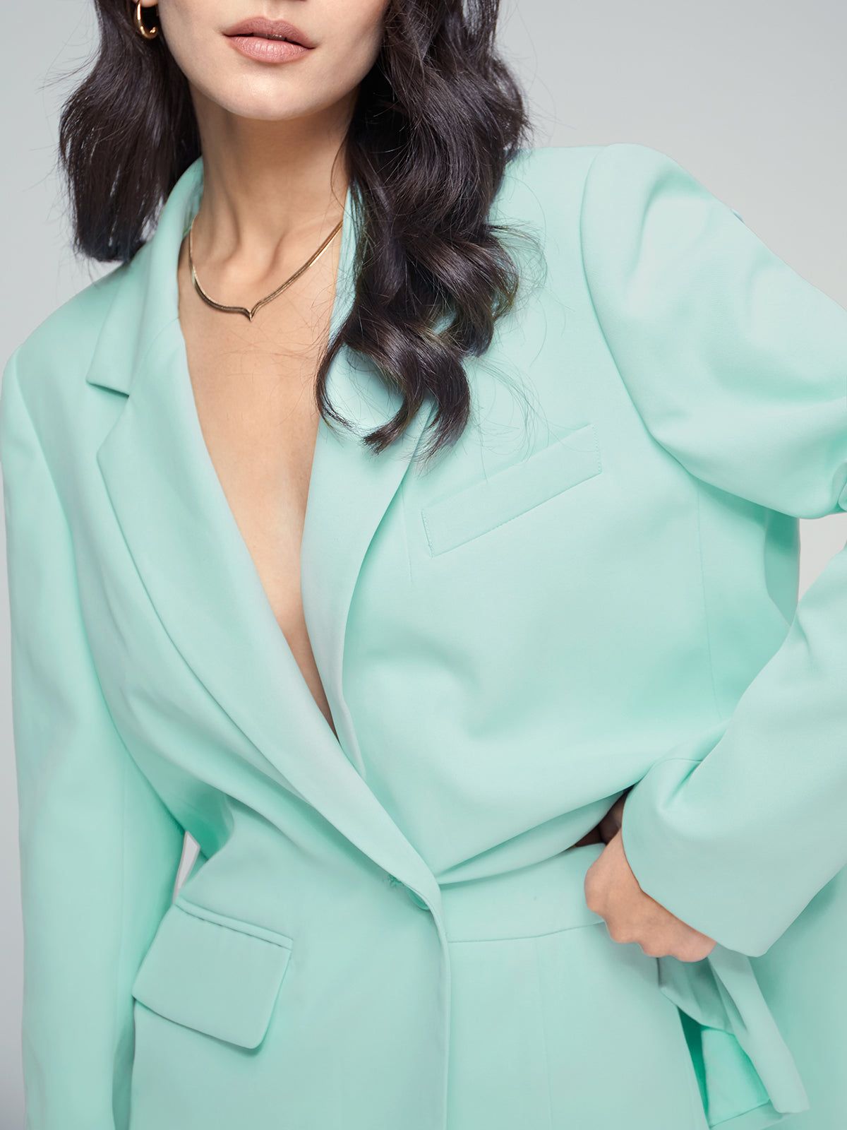 Single Button Pastel Blazer sold by COMMENSE product image thumbnail 2