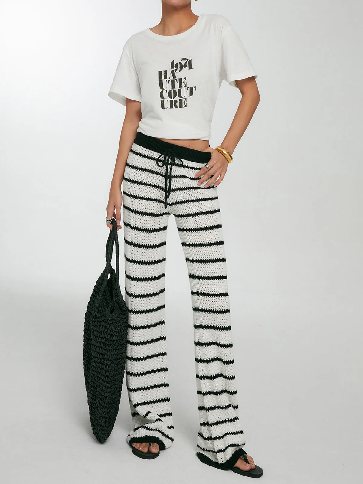Striped Drawstring Knit Pants sold by COMMENSE product image thumbnail 4