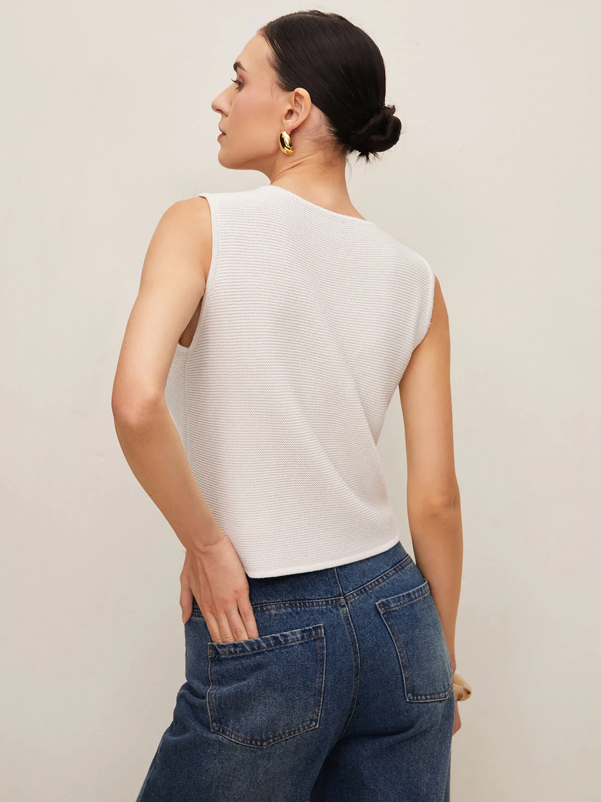 Plain Crochet Split Vest sold by COMMENSE product image thumbnail 4