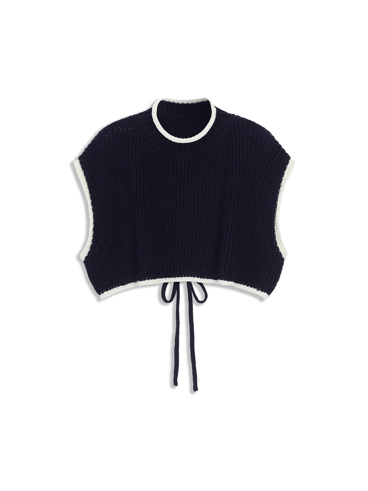 Contrast Trim Open Back Crop Sweater Vest sold by COMMENSE product image thumbnail 5