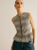 Plaid Tie Front Ruffle Tank Top sold by COMMENSE