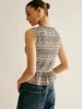 Plaid Tie Front Ruffle Tank Top sold by COMMENSE