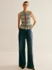 Plaid Tie Front Ruffle Tank Top sold by COMMENSE