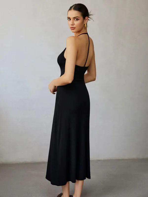 Halter Backless Midi Dress sold by COMMENSE