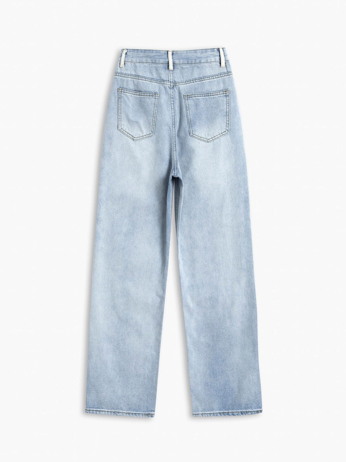Baby Blue Denim Straight Leg Jeans sold by COMMENSE product image thumbnail 2