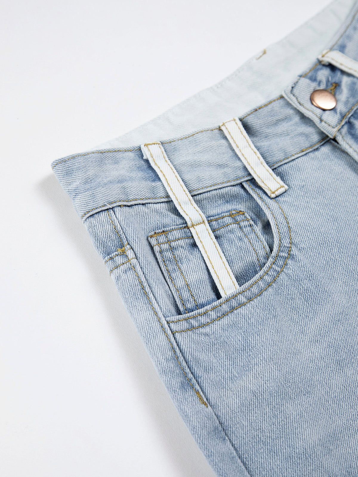 Baby Blue Denim Straight Leg Jeans sold by COMMENSE product image thumbnail 3