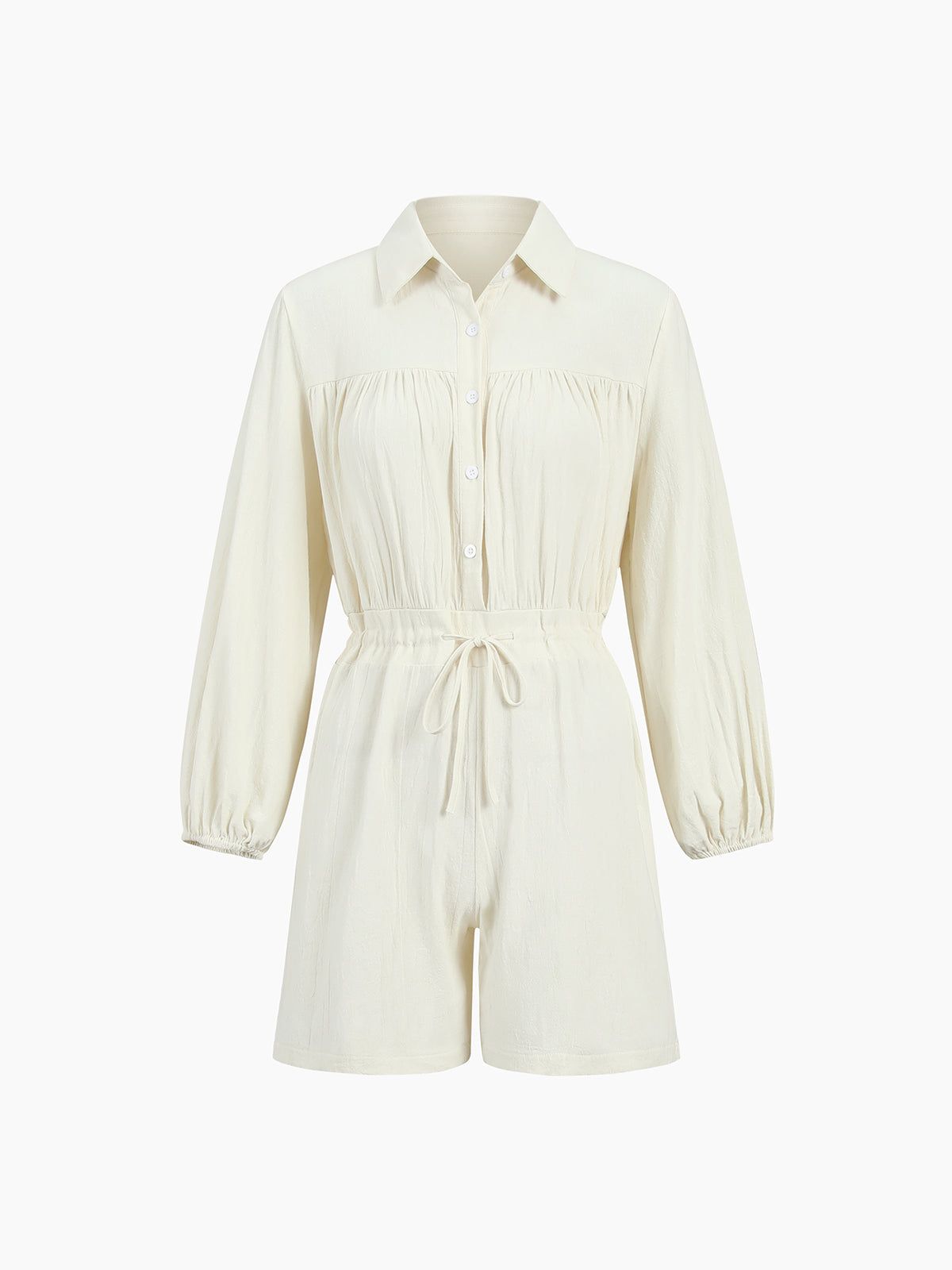 Cotton Drawstring Puff Sleeve Jumpsuit | Parallel