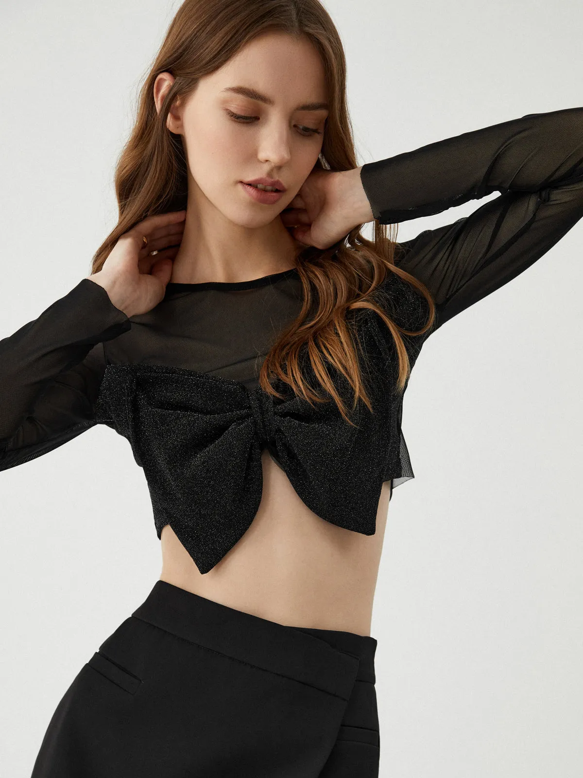 Bow Tie Long Sleeve Top sold by COMMENSE product image thumbnail 4