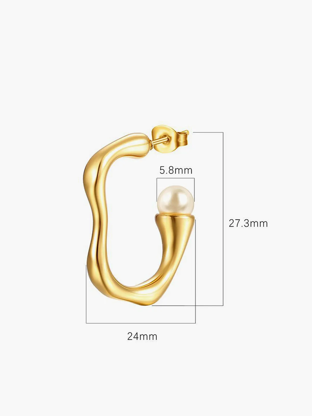 Irregular Pearl Hoop Earrings sold by COMMENSE product image thumbnail 3
