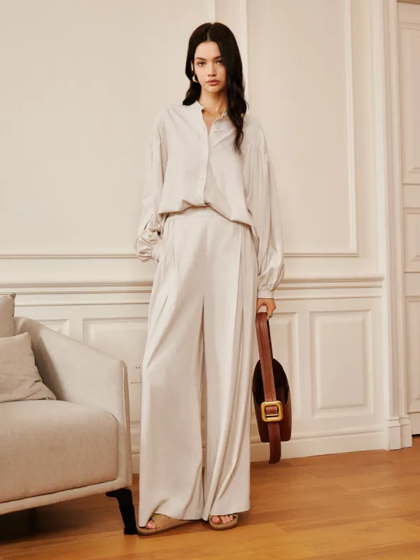 Cotton & Linen Pleated Loose Pants Set sold by COMMENSE