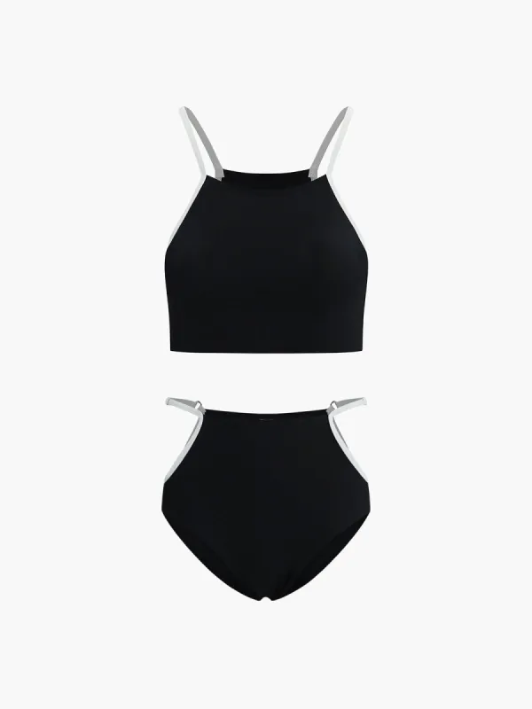 Contrast Binding Cutout Bikini Set sold by COMMENSE
