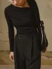 Ribbed Knit Long Sleeve Asymmetric Shirt sold by COMMENSE