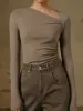 Ribbed Knit Long Sleeve Asymmetric Shirt sold by COMMENSE