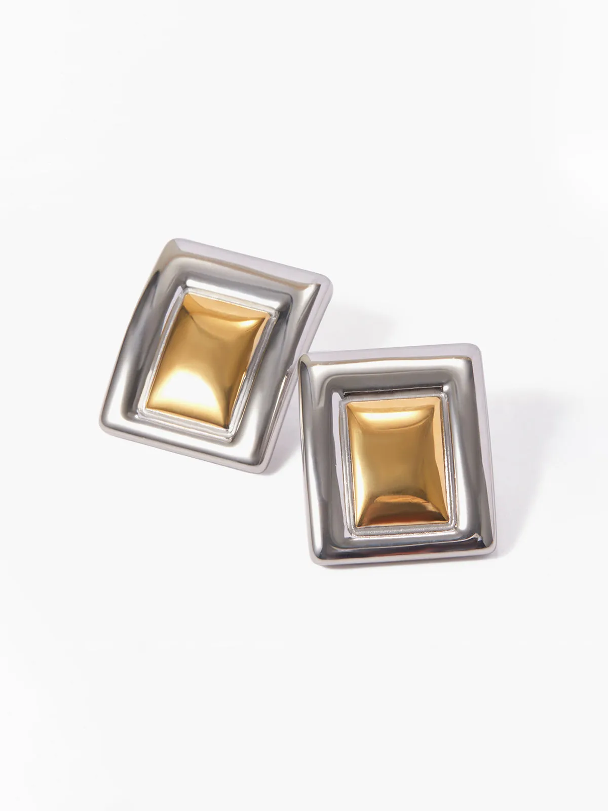 Two Tone Rectangular Earrings sold by COMMENSE