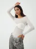 Sheer Patchwork Long Sleeve Bodysuit sold by COMMENSE
