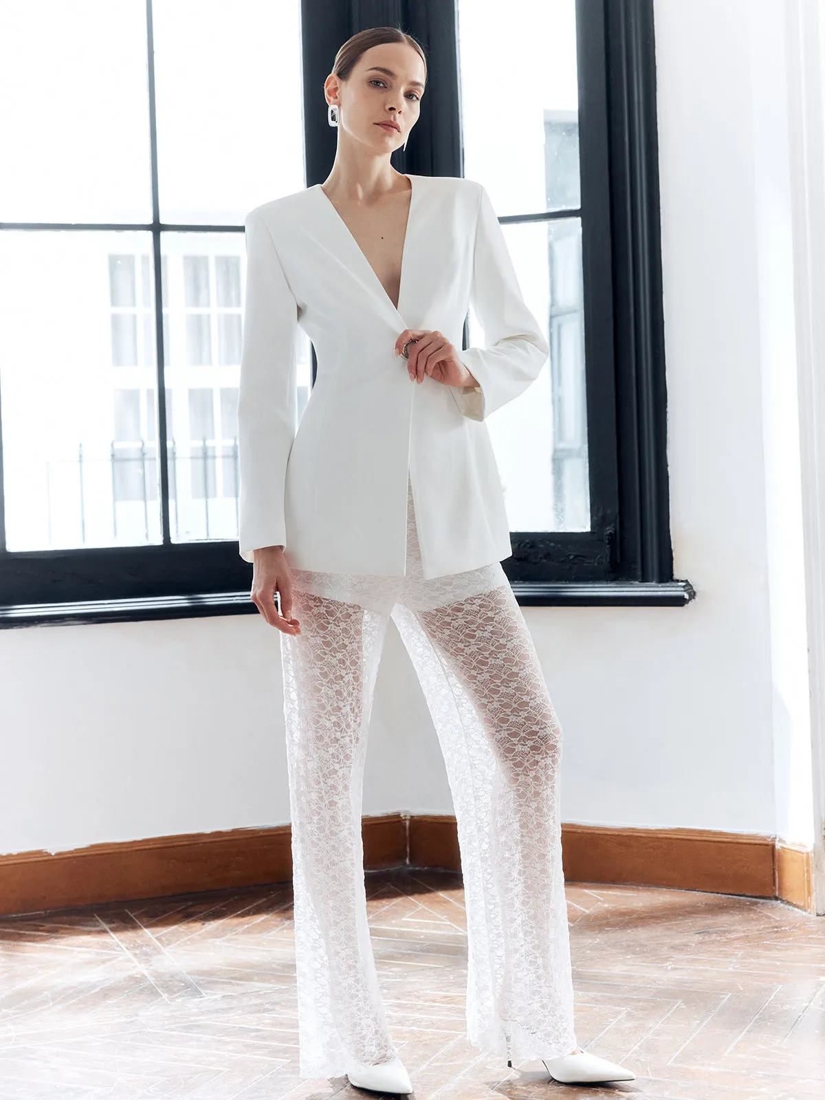 Solid Sheer Lace Pants sold by COMMENSE product image thumbnail 5