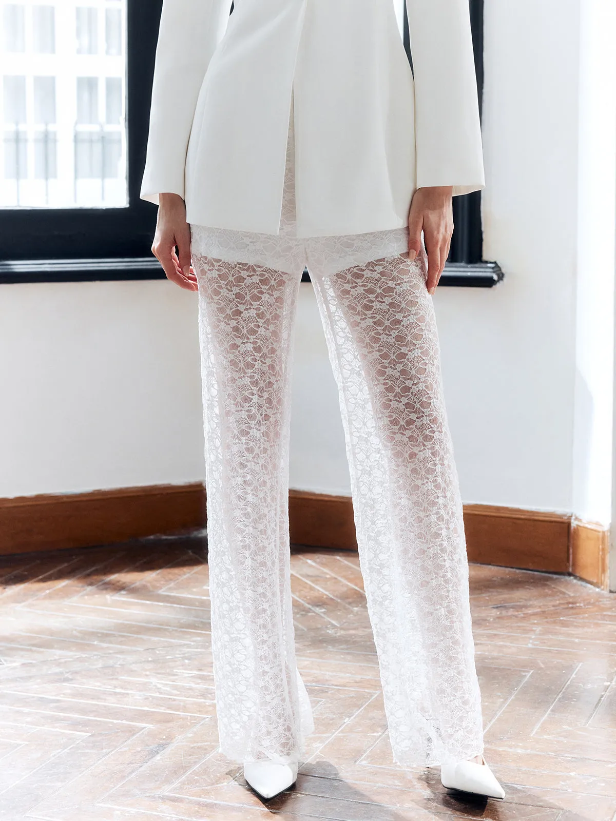 Solid Sheer Lace Pants sold by COMMENSE product image thumbnail 3