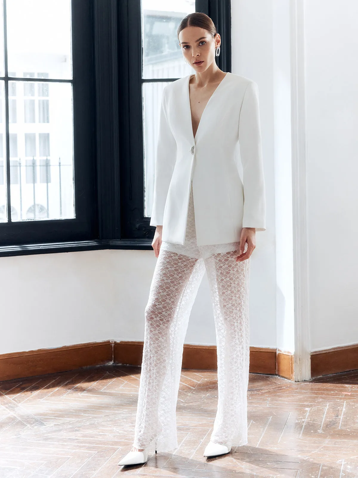 Solid Sheer Lace Pants sold by COMMENSE product image thumbnail 4