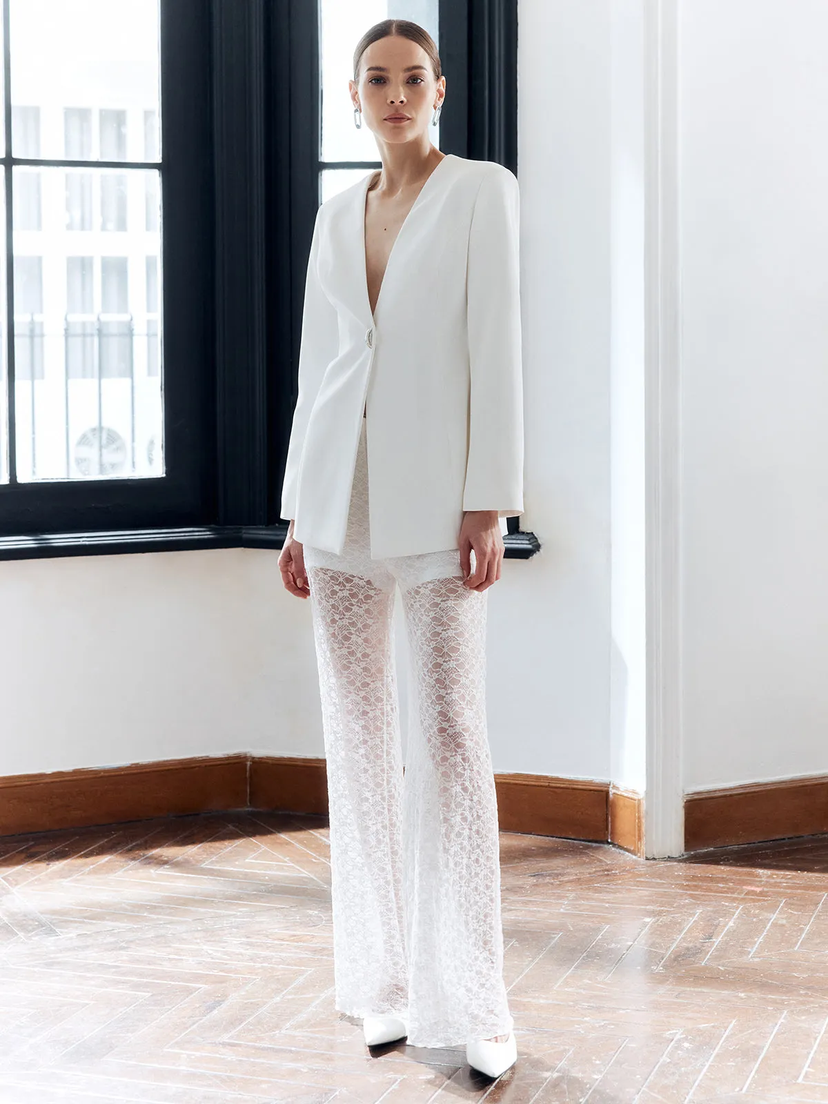 Solid Sheer Lace Pants sold by COMMENSE