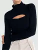 Mock Neck Keyhole Long Sleeve Knit Top sold by COMMENSE