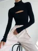 Mock Neck Keyhole Long Sleeve Knit Top sold by COMMENSE