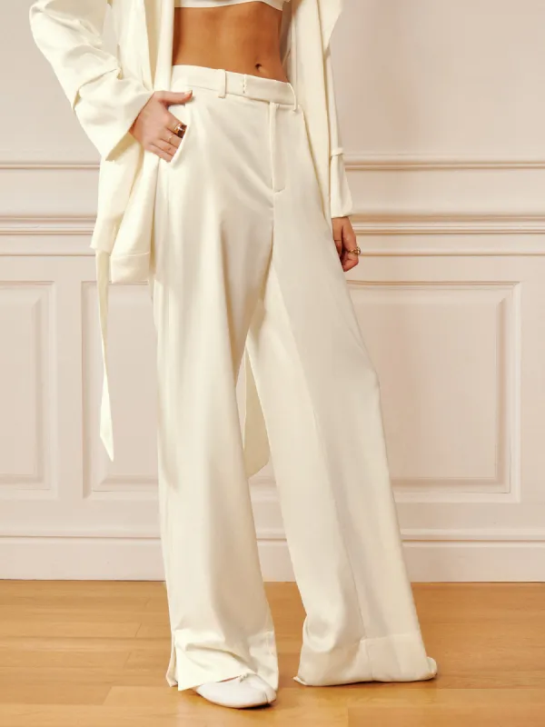 Satin Solid Split Palazzo Pants sold by COMMENSE