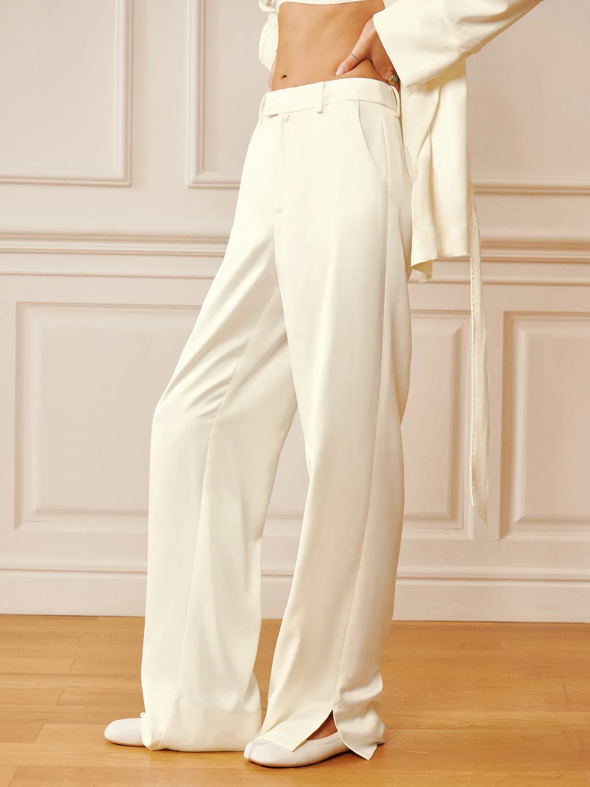 Satin Solid Split Palazzo Pants sold by COMMENSE product image thumbnail 5