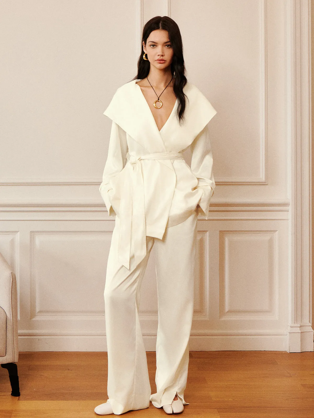 Satin Solid Split Palazzo Pants sold by COMMENSE product image thumbnail 2