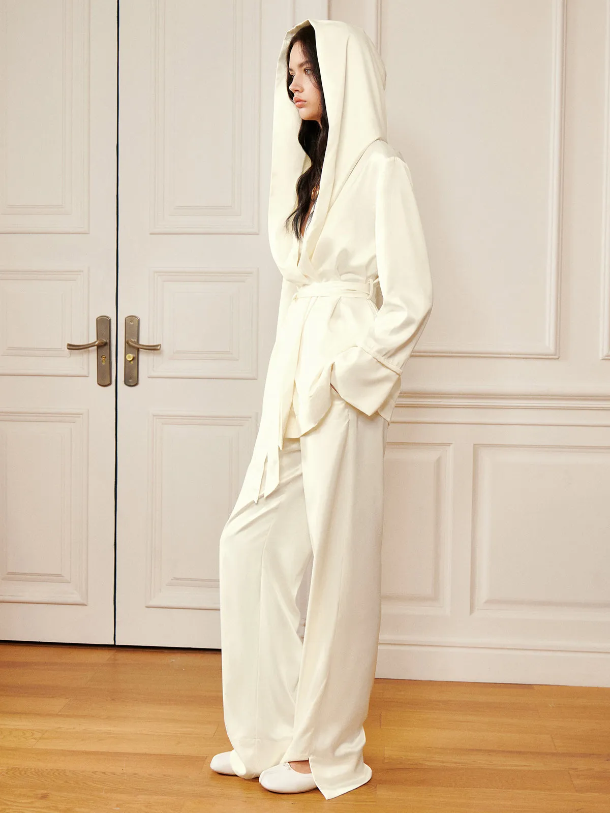 Satin Solid Split Palazzo Pants sold by COMMENSE product image thumbnail 3