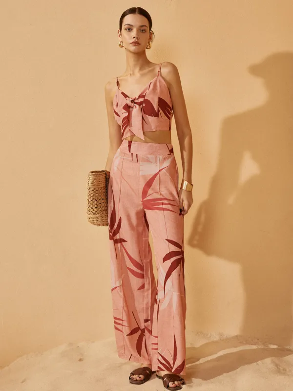 Adjustable Strap Knotted Pants Set sold by COMMENSE