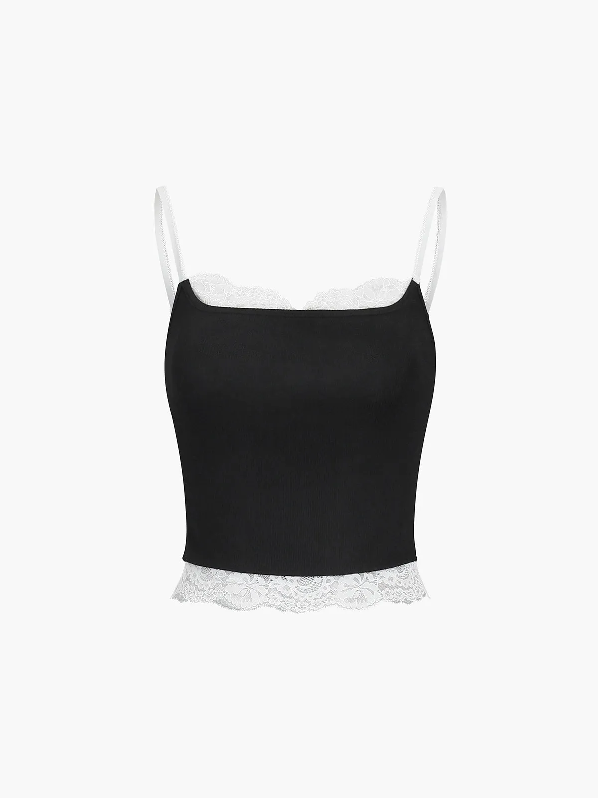 Contrast Lace Trim Cami Top sold by COMMENSE