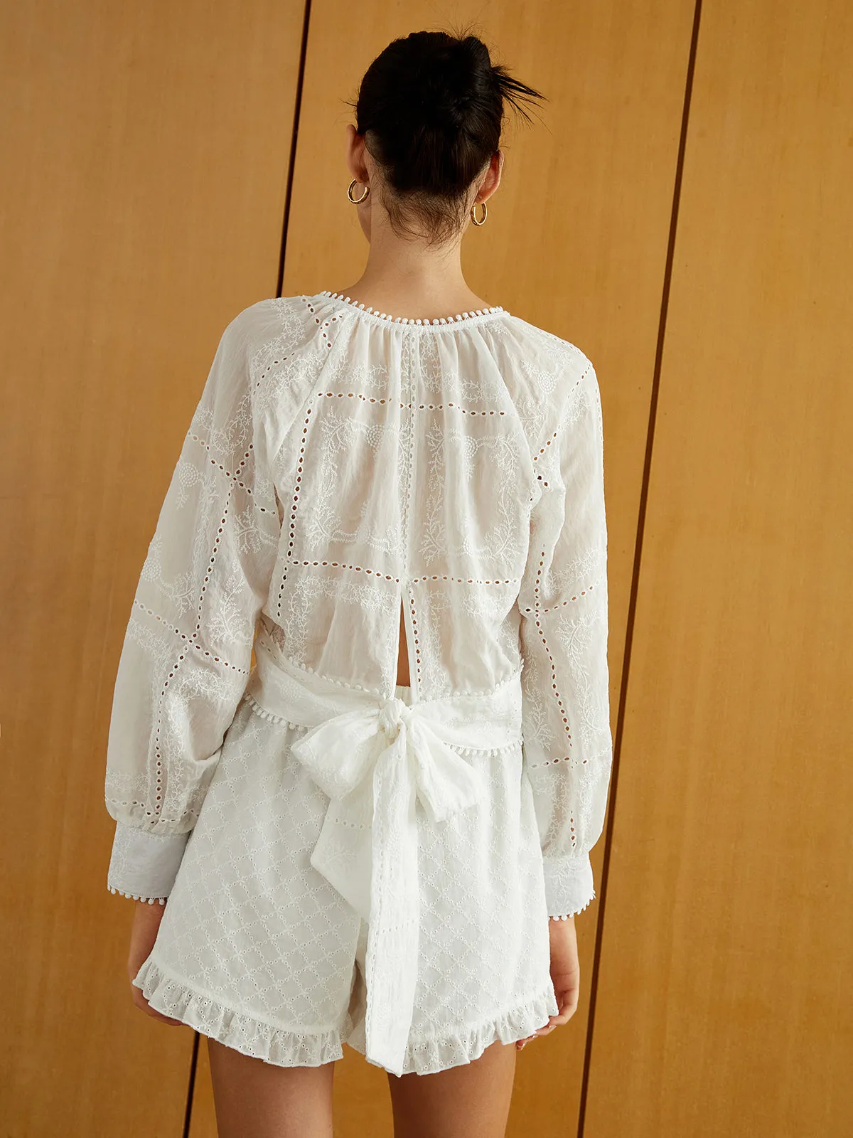 Daisy Trim Long Sleeve Blouse sold by COMMENSE product image thumbnail 2