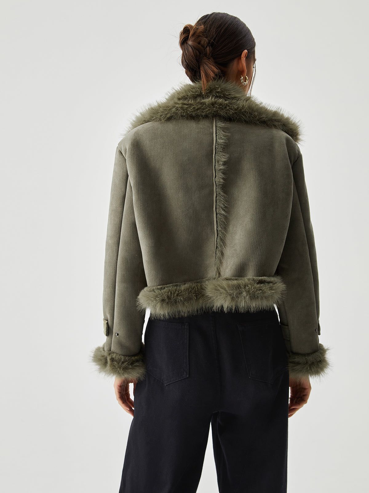 Fuzzy Contrast Trim Patchwork Jacket sold by COMMENSE product image thumbnail 3