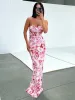 Multi Floral Split Long Dress sold by COMMENSE