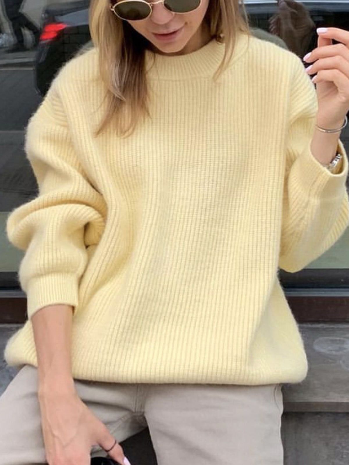 Oversized Lollipop Fuzzy Sweater sold by COMMENSE
