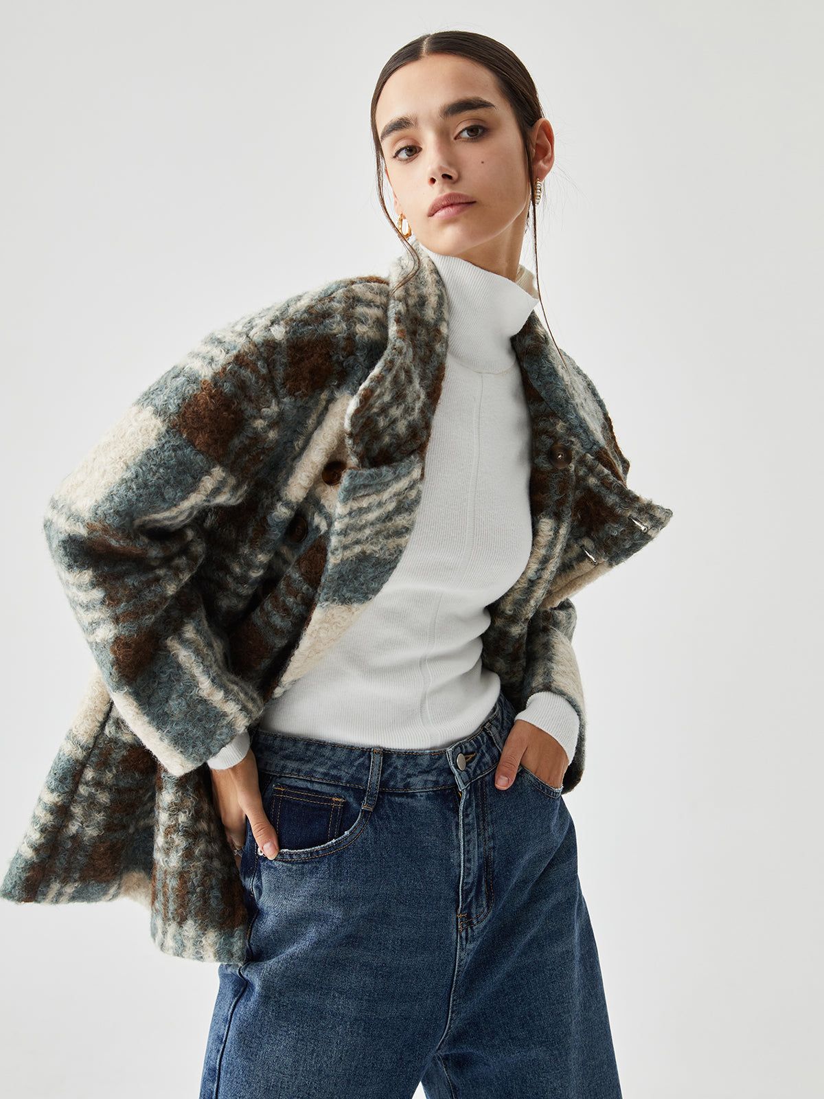 Tweed Contrast Color Coat sold by COMMENSE product image thumbnail 5
