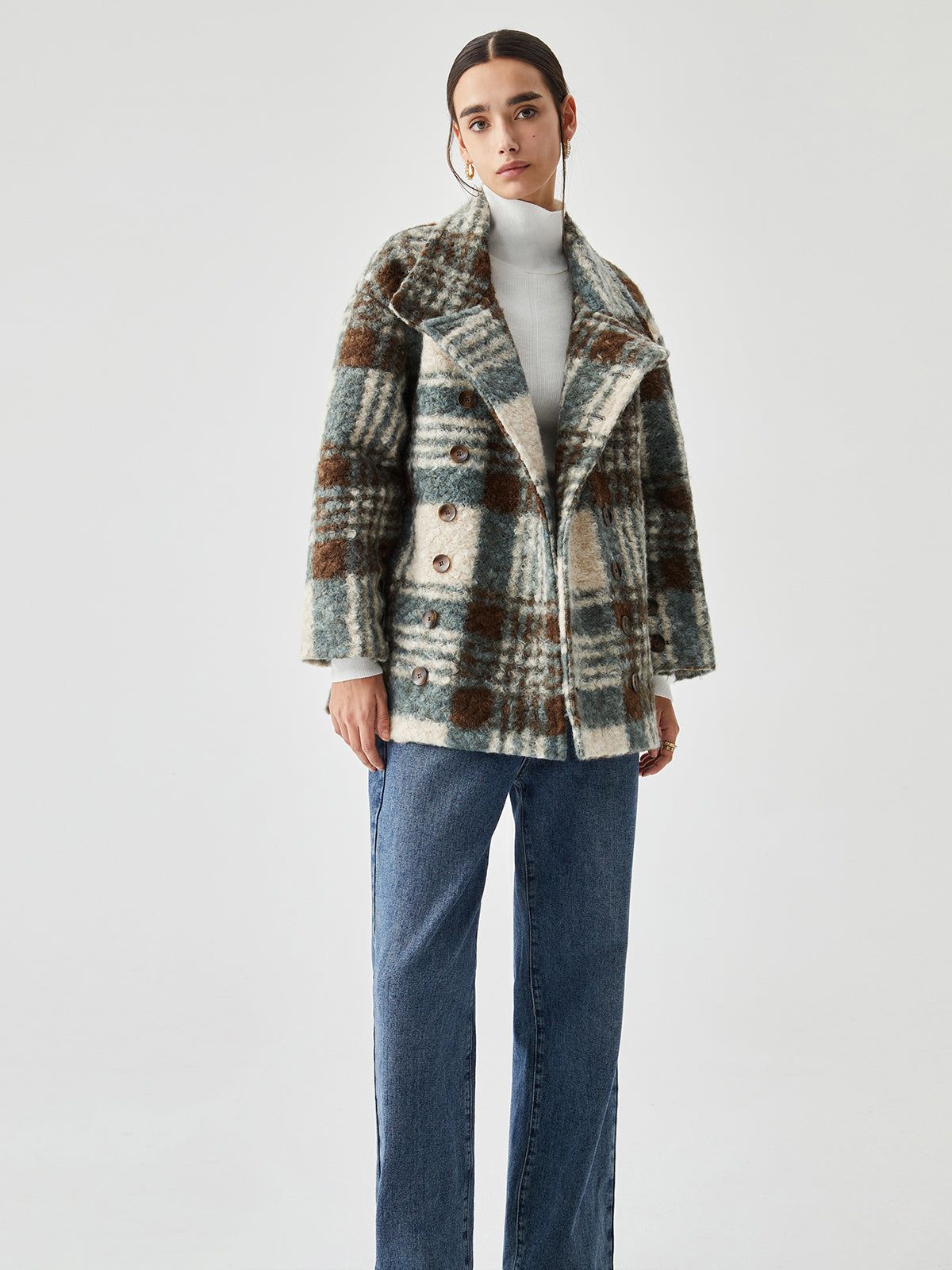 Tweed Contrast Color Coat sold by COMMENSE product image thumbnail 2