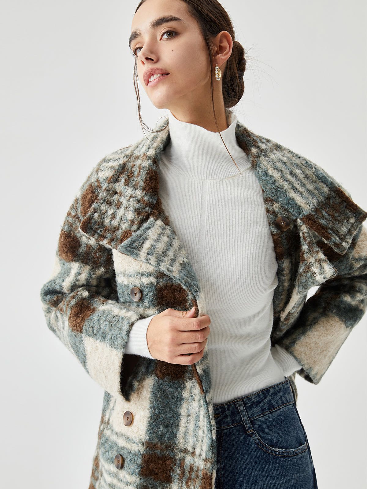 Tweed Contrast Color Coat sold by COMMENSE product image thumbnail 3