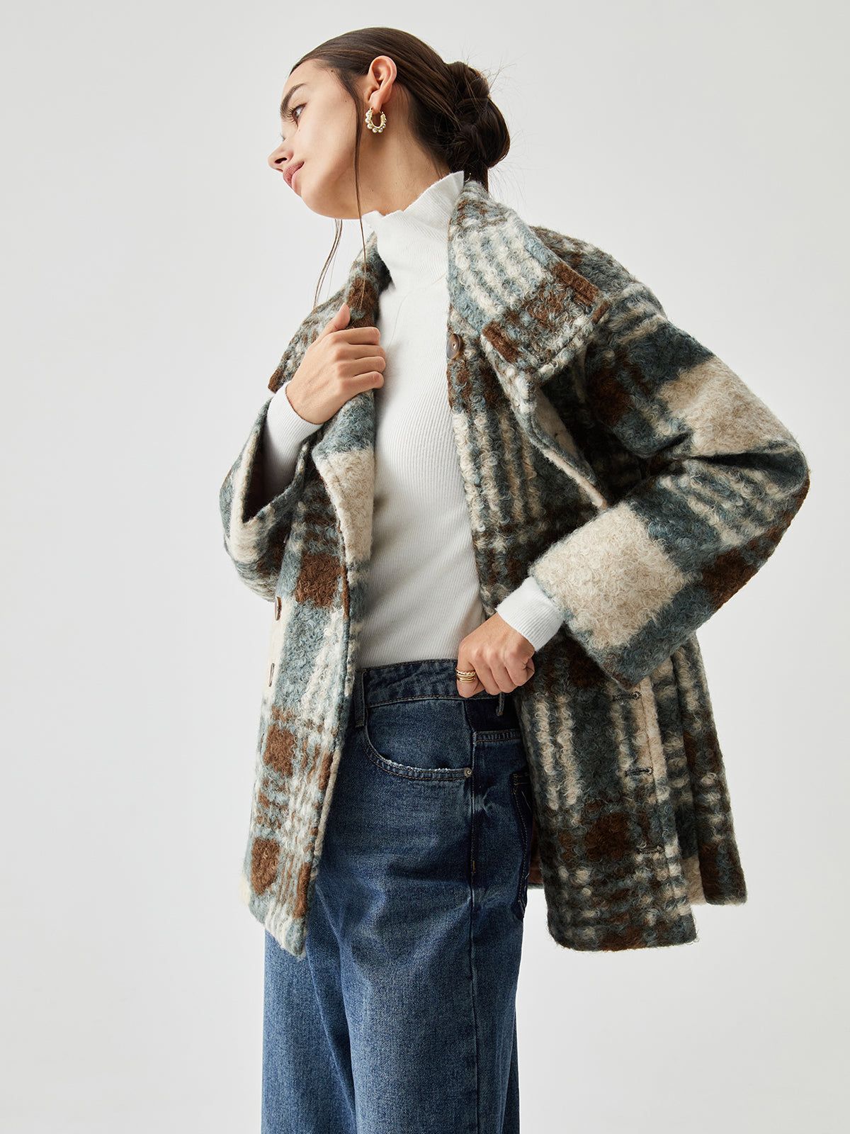 Tweed Contrast Color Coat sold by COMMENSE product image thumbnail 4