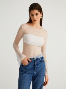 Combination Mesh Long Sleeve Shirt sold by COMMENSE