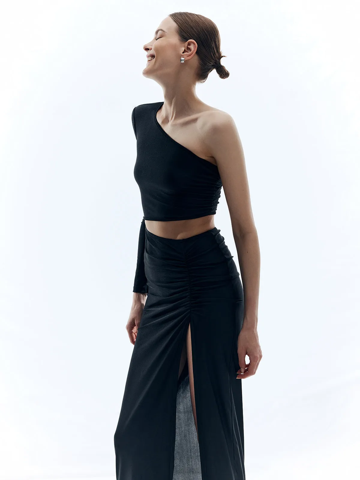 Asymmetrical Cut-Out Split Dress sold by COMMENSE product image thumbnail 4