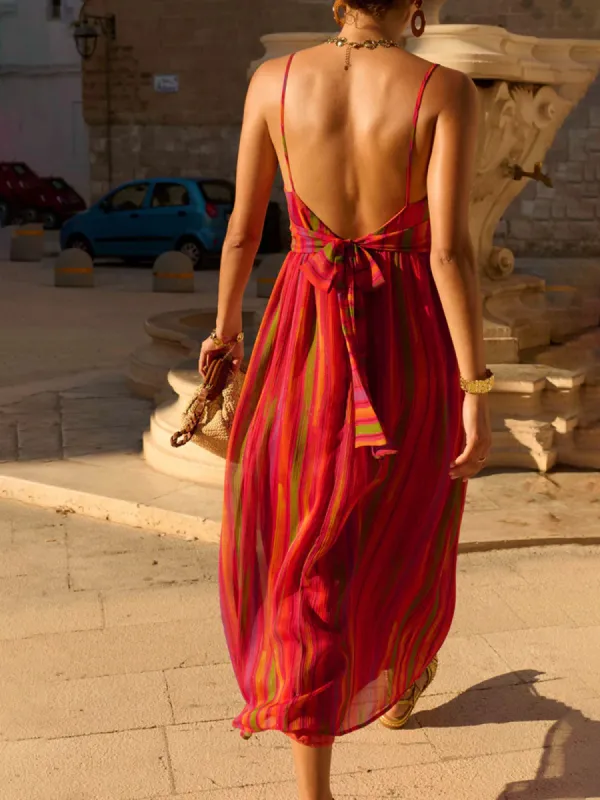 Print Backless Cami Midi Dress sold by COMMENSE