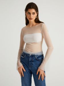 Combination Mesh Long Sleeve Shirt sold by COMMENSE