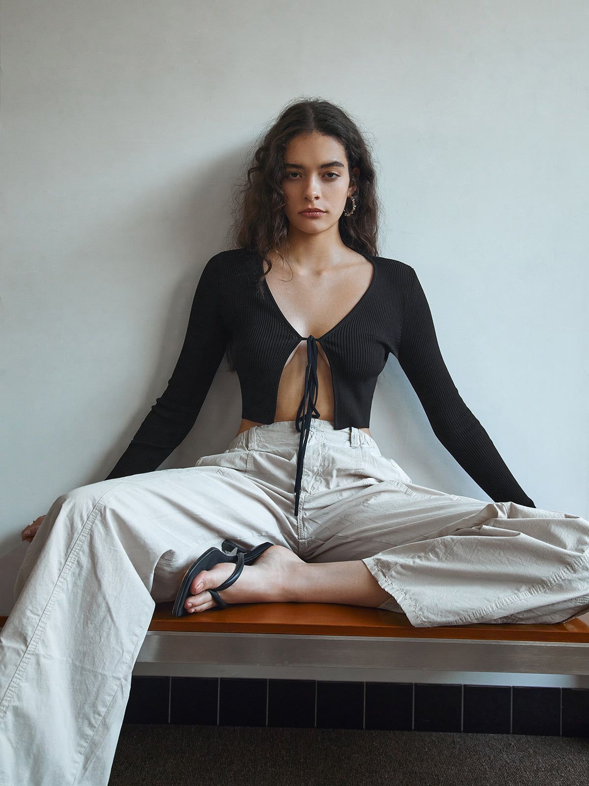 Long Sleeve Tied Cardigan sold by COMMENSE