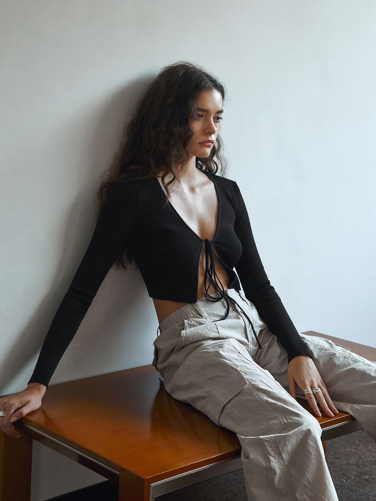 Long Sleeve Tied Cardigan sold by COMMENSE product image thumbnail 2