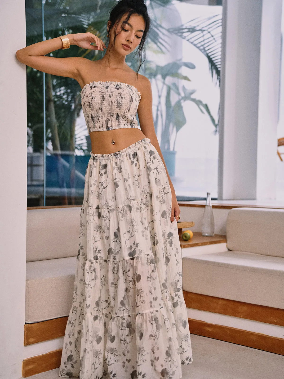 Ink Painting Print Skirt Set sold by COMMENSE