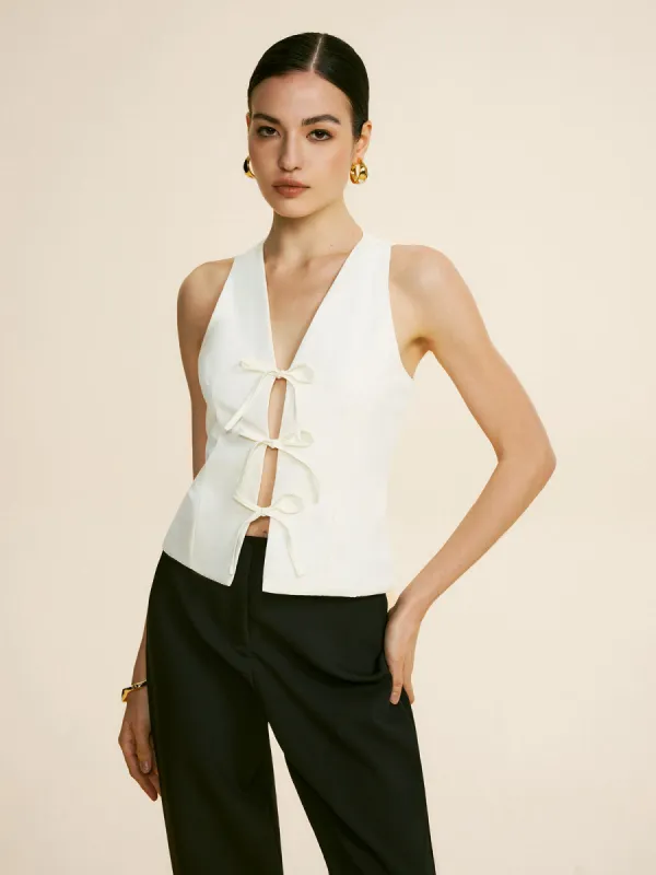 Elegant Lace Up Sleeveless Blouse sold by COMMENSE