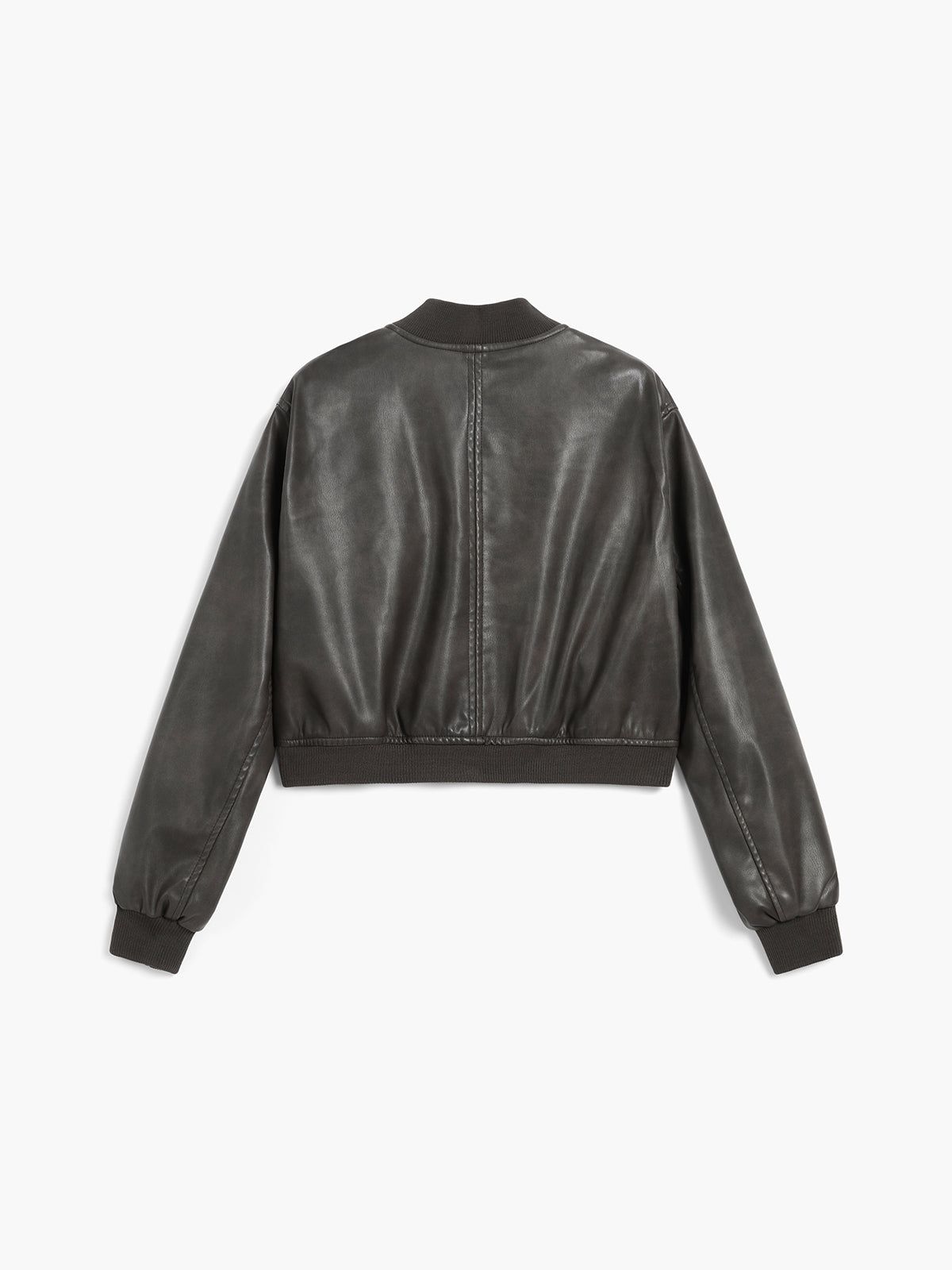 Faux Leather Bomber Jacket sold by COMMENSE product image thumbnail 3